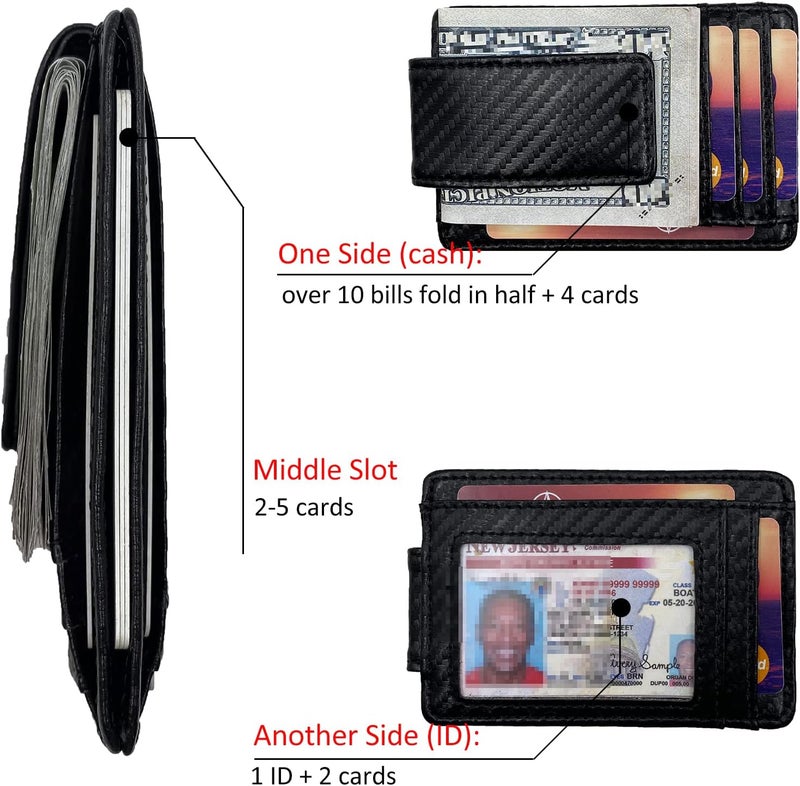 HOPSOOKEN Money Clip RFID Front Pocket Wallet Men Leather Slim Minimalist Wallet - Image 2